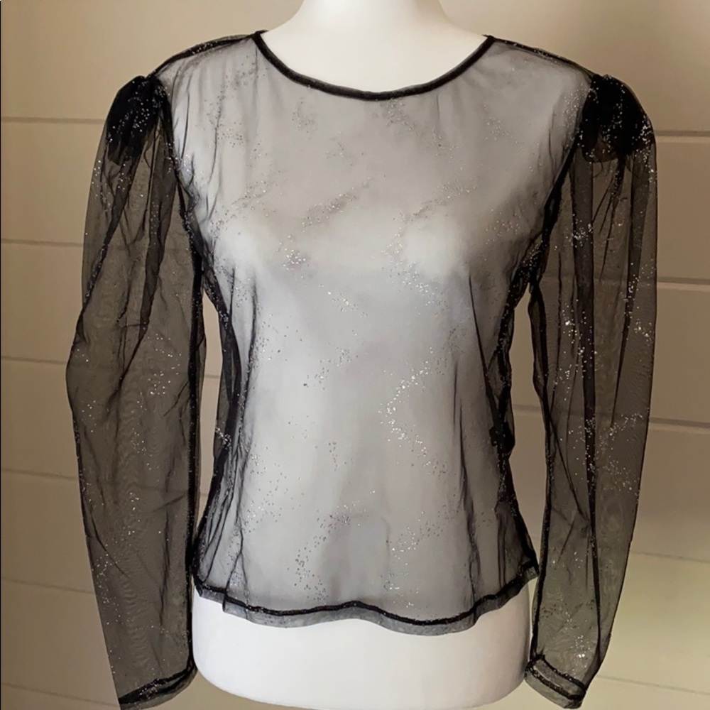 TOPSHOP Crystal Embellished Sheer Mesh Top - Picture 9 of 13